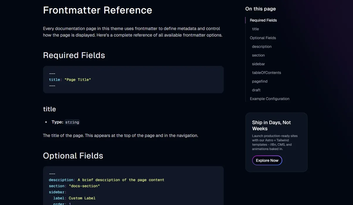 Frontmatter Configuration